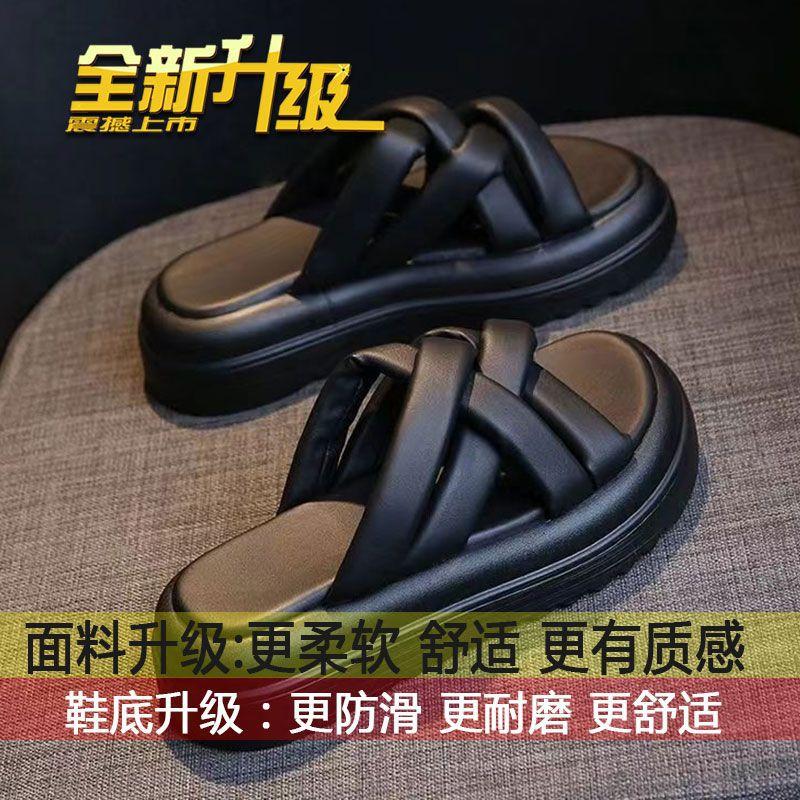 

Slippers women s summer wear fashion 2025 new platform Internet celebrity explosion black sandals summer women sandals tide 40