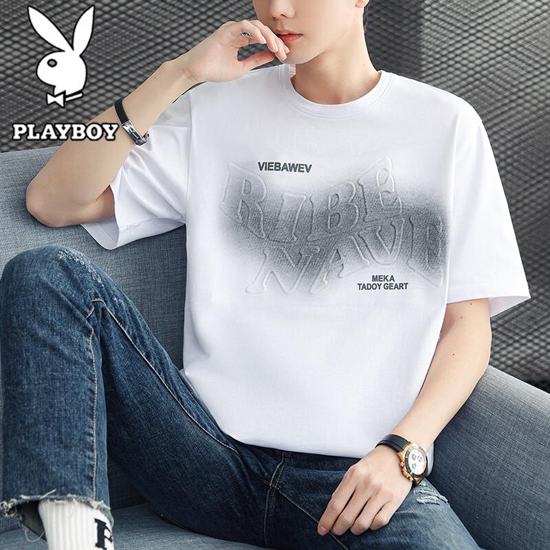 

Playboy Men s Summer Lightweight Breathable Round Neck Short Sleeve T-Shirt 3XL