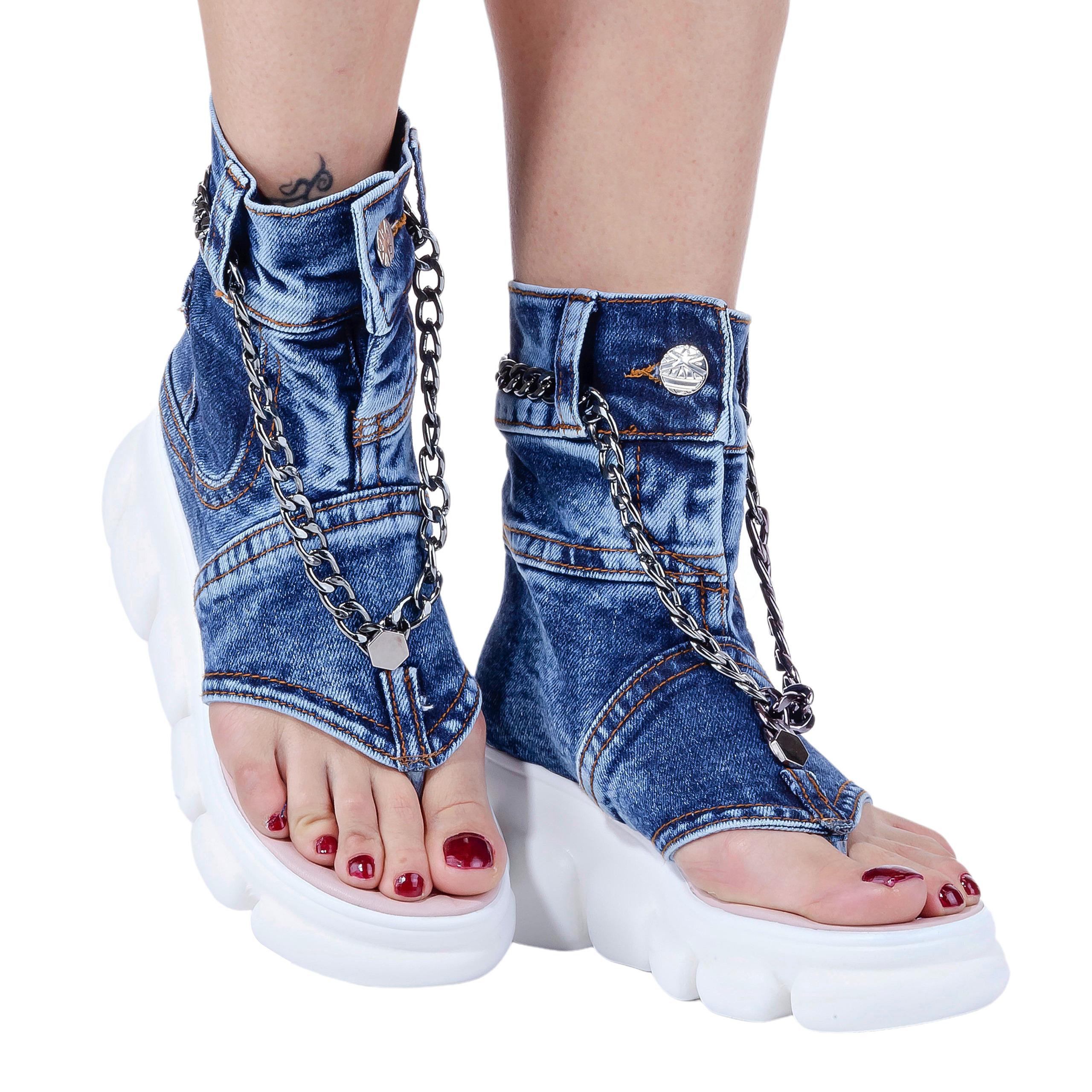 

Сандалии Джинсовая обувь, Женская спортивная обувь ручной работы/Сандалии Ботинки/Подарок на день Святого Валентина 36 синий