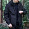 Men's Hooded Jacket Winter Removable 3-in-1 Thickened Jacket Casual Outdoor Windproof Jacket
