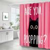 Black Cat Shower Curtain – Bold Uppercase Text "Are You. Poopping?" On Pink Gradient Background, 12 Hooks, 70.87×70.87 Inch