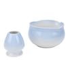 Matcha Bowl and Whisk Holder Ceramic Matcha Mixing Bowl with Spout for Traditional Japanese Tea Ceremony Gradient Blue