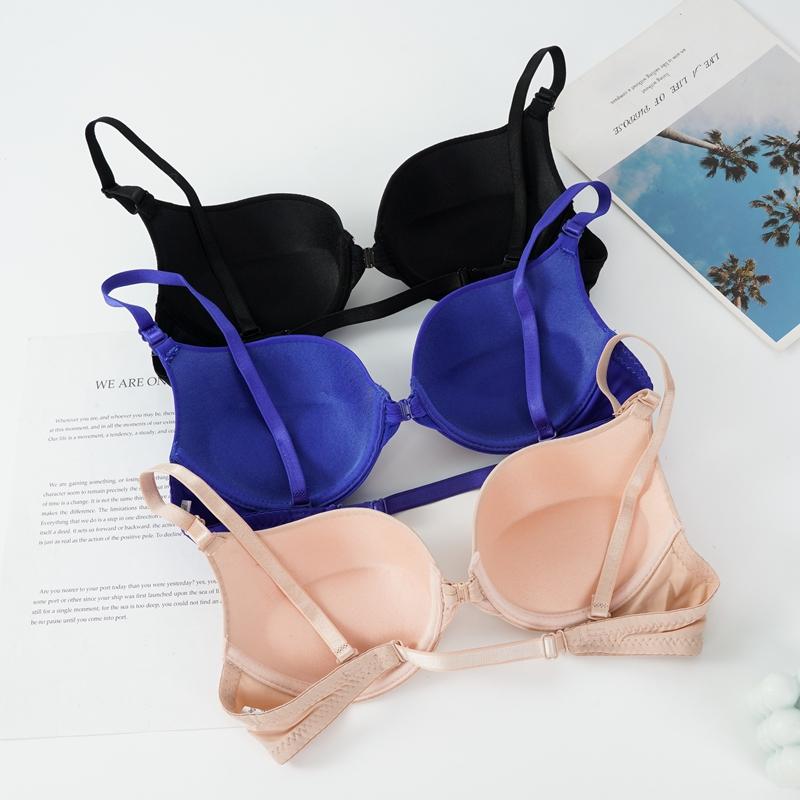 Front Closure Bra for Women Seamles Push Up Bralette Steel Ring Firm Breast Lingerie