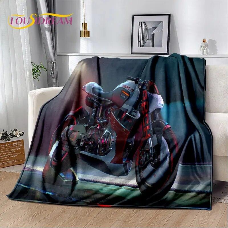 3D Cyberpunk Concept Motorcycle Cartoon Soft Plush Blanket,Flannel Blanket Throw Blanket for Living Room Bedroom Bed Sofa Picnic