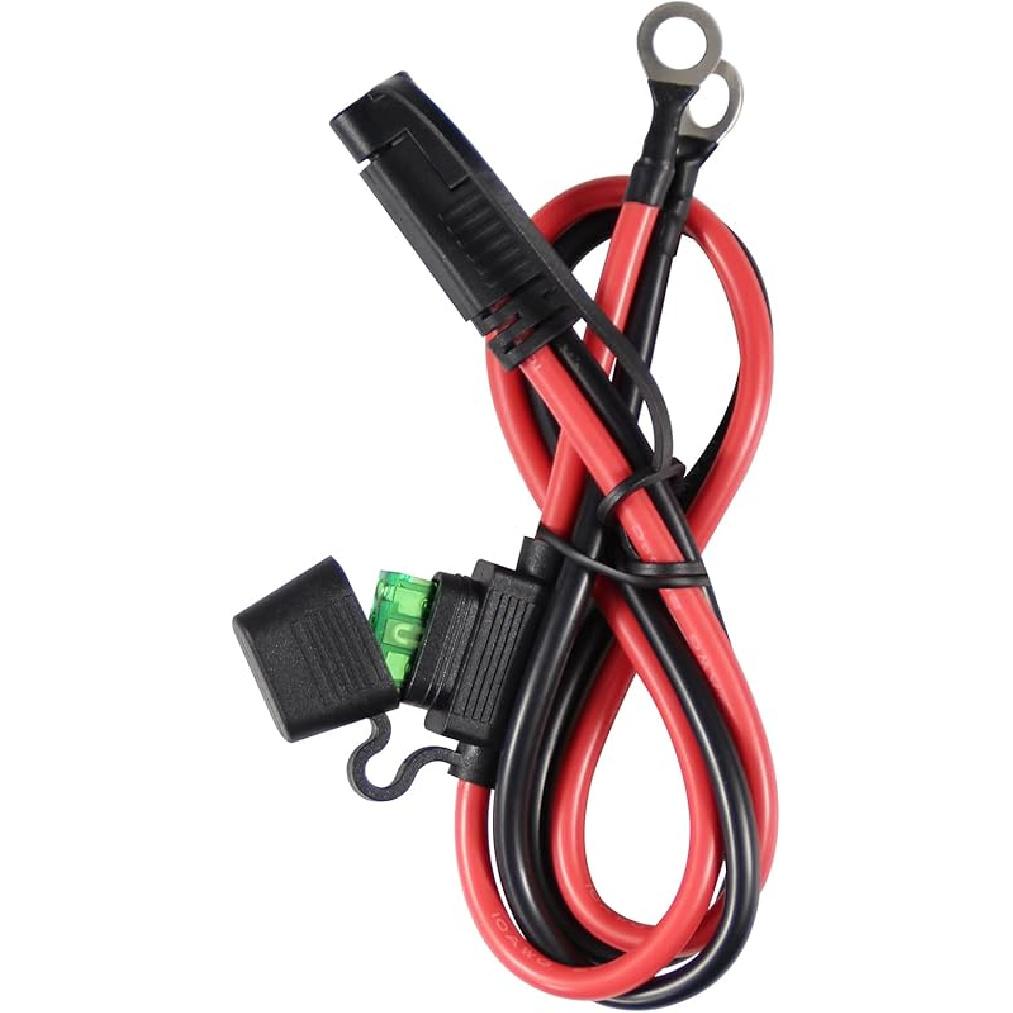 [5 Pack] 2FT SAE To O Ring Terminal Harness 10AWG - Eyelet O-Ring Terminal 10Gauge Harness With 30A Fuse,Battery Trickle Charger Cable For