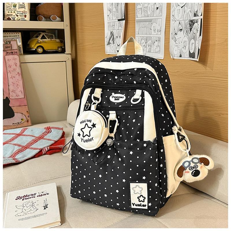 Japanese Ins Wind Star Backpack High Value Sweet Girl Backpack Large Capacity Light Student Backpack