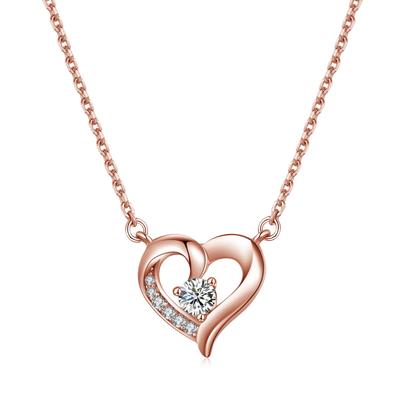 Herzkette für Silbernes Herz Rosa Schuleintritt Pendeln [FH.bird] Frauen, Beliebt, Schlicht, "Warmes Herz", 925, Hypoallergen, Zirkonia, Anhänger,