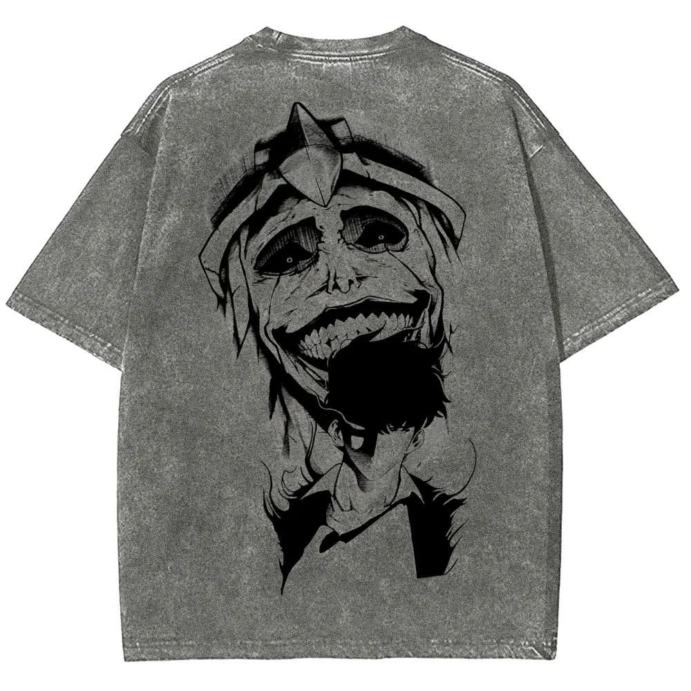 

Аниме одежда Sung JinWoo Solo Leveling Мужские Женские Футболки Короткий рукав Выстиранная Футболка Винтажная Хлопковая Футболка Харадзюку Мужские Топы XXL серый