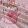 Gingerbread Pink Cplusy Heart Snowflake Christmas Theme for Living Rom Bedrom Hotel Home Decor Festive Holiday Beding Set