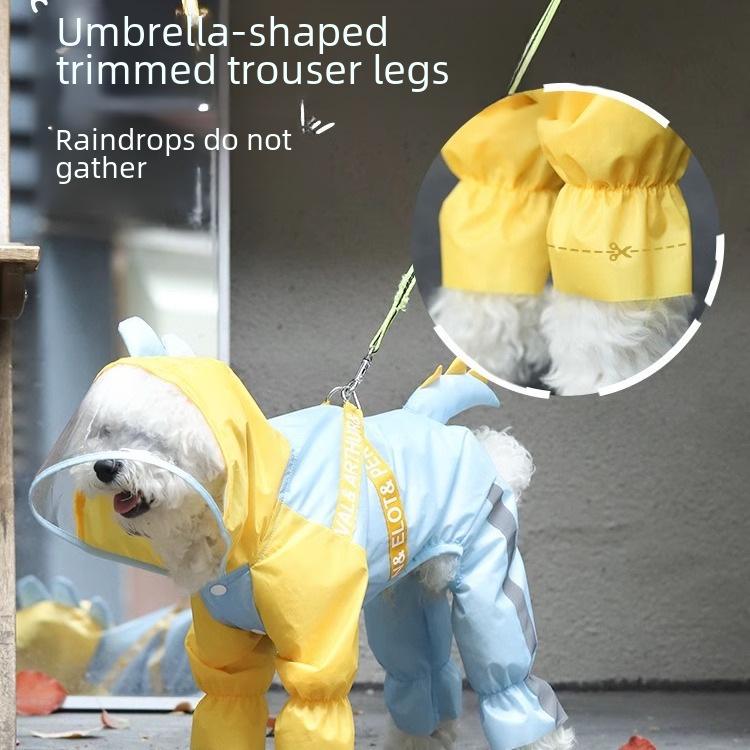 Wasserdichter Hunderegenmantel für kleine bis mittelgroße Rassen – Vierbeiniges Design für regnerische Sommertage. Ideal für Welpen, Teddy und Bichon.