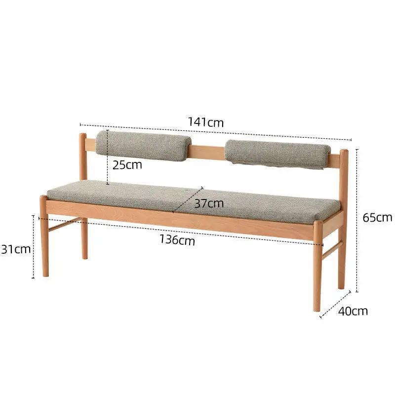 Solid Wood Shoe Changing Stool With Backrest For Door Household Sofa Bed Side Modern Simple Dining Chair Soft Bag Cushion Long