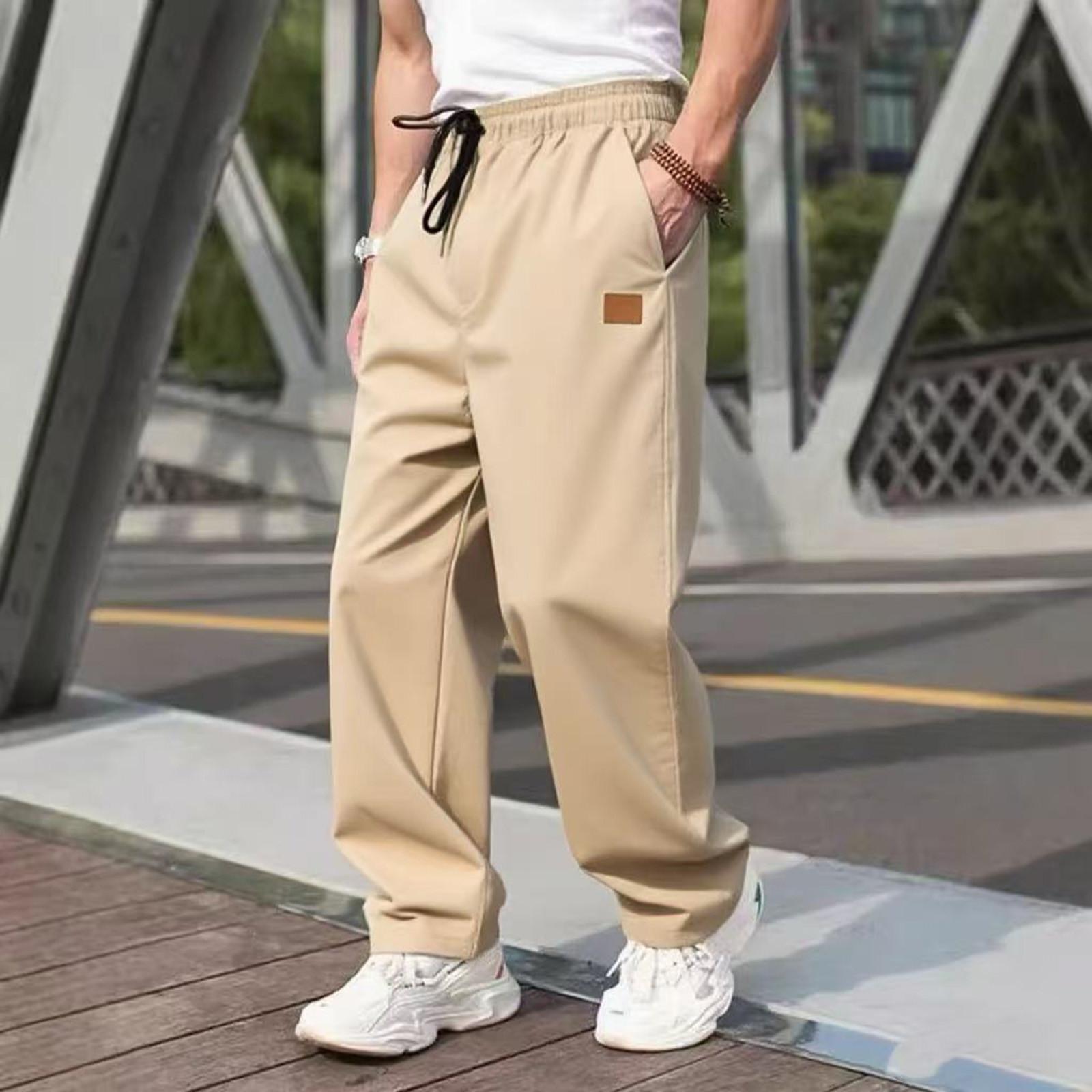 

Men s Solid Color Loose Overalls Men s Casual Fashion Sweatpants S хакі