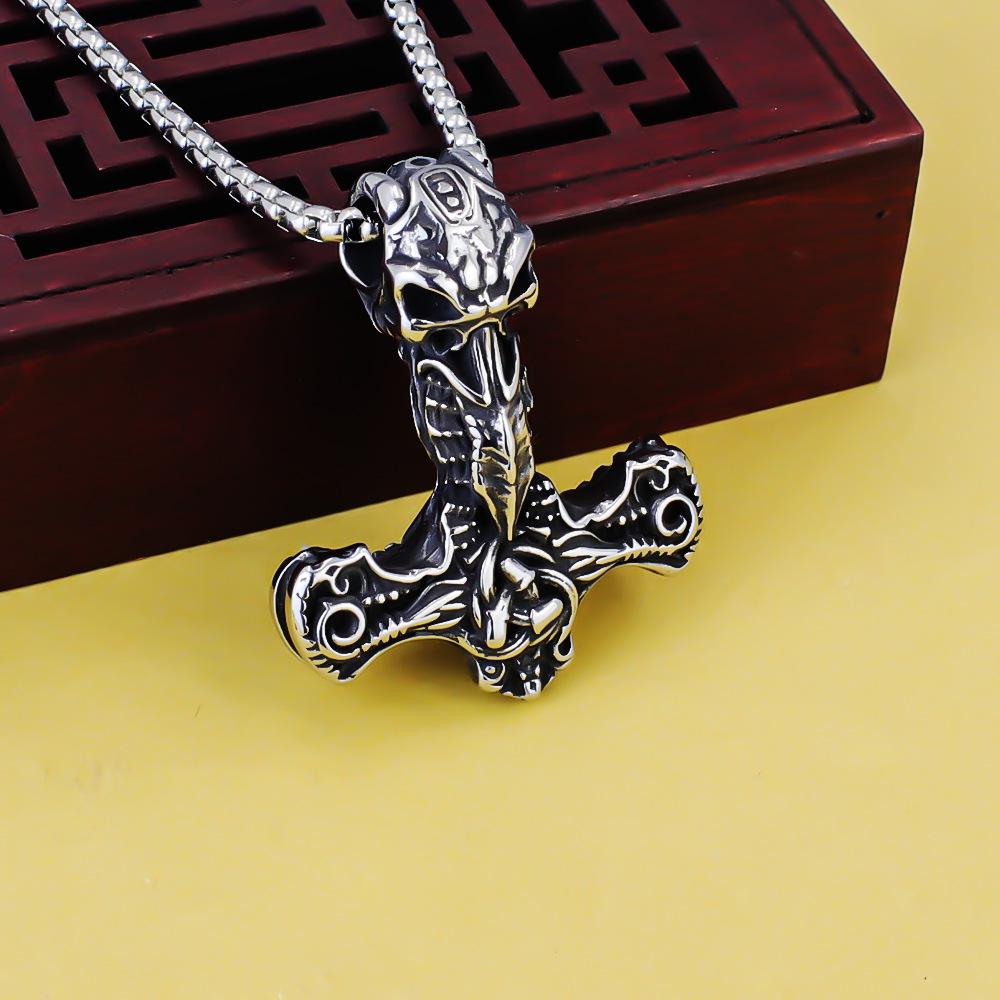 Odin Viking Helmet Titanium Steel Pendant Nordic Pirate Men's Necklace