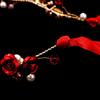 Jewelry Headdress Rose Flower Tiaras With Ribbon Pearl Crystal Red Bride Hairband Earring Set