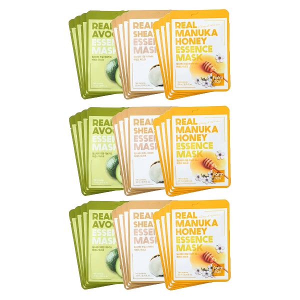 

FarmStay Real Essence Mask Combo Pack Ver.1 (1КОРОБКА / 12 ЛИСТОВ) 23 мл / 0,78 жидких унций. за лист (3 варианта) #3box (36 sheets)
