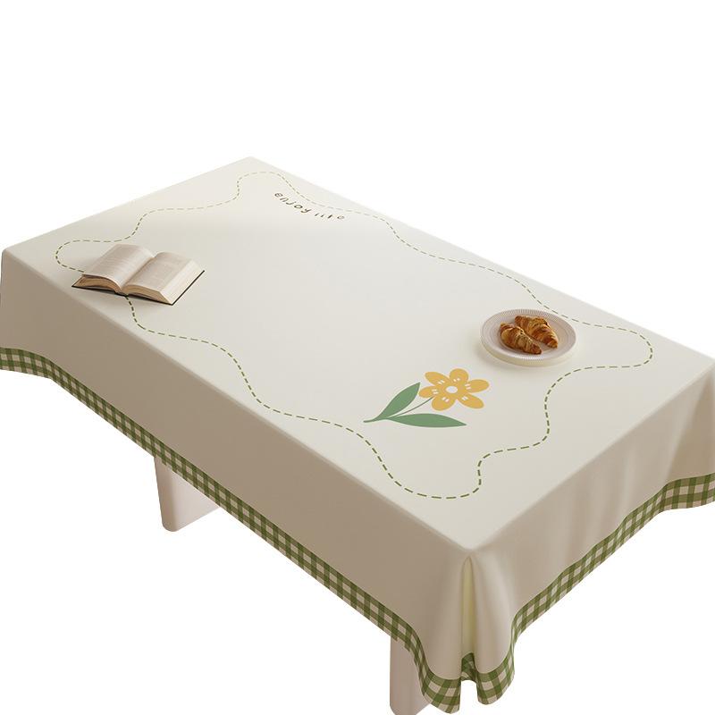 Tablecloth Waterproof And Oil-Proof Leave-In Modern Simple Light Luxury Rectangular Dining Table Cloth, Tablecloth Mat Tablecloth