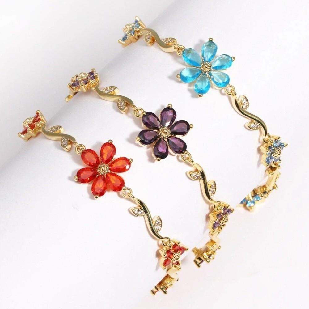 Y2K Chain Bracelet Crystal Women's Bracelet Sweet Flowers Bracelet