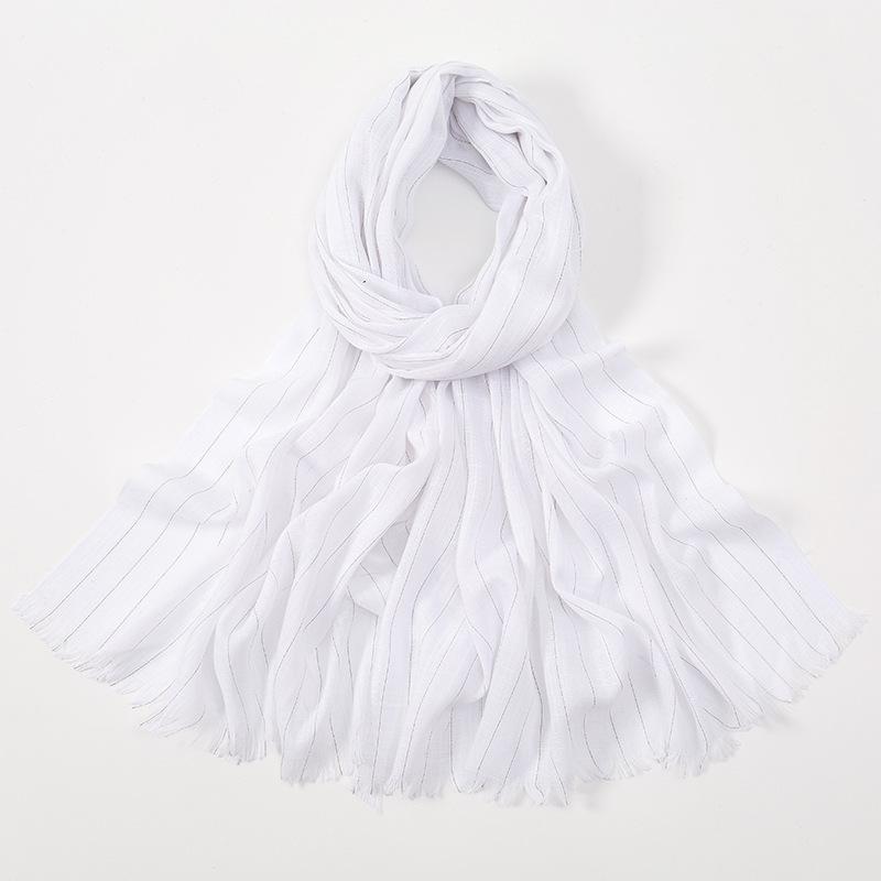 Plain Gold Lurex Glitter Bamboo Fringe Scarf Breathable Soft Thin Shawl Casual Sunscreen Travel Scarves Women Muslim Hijab Sjaal