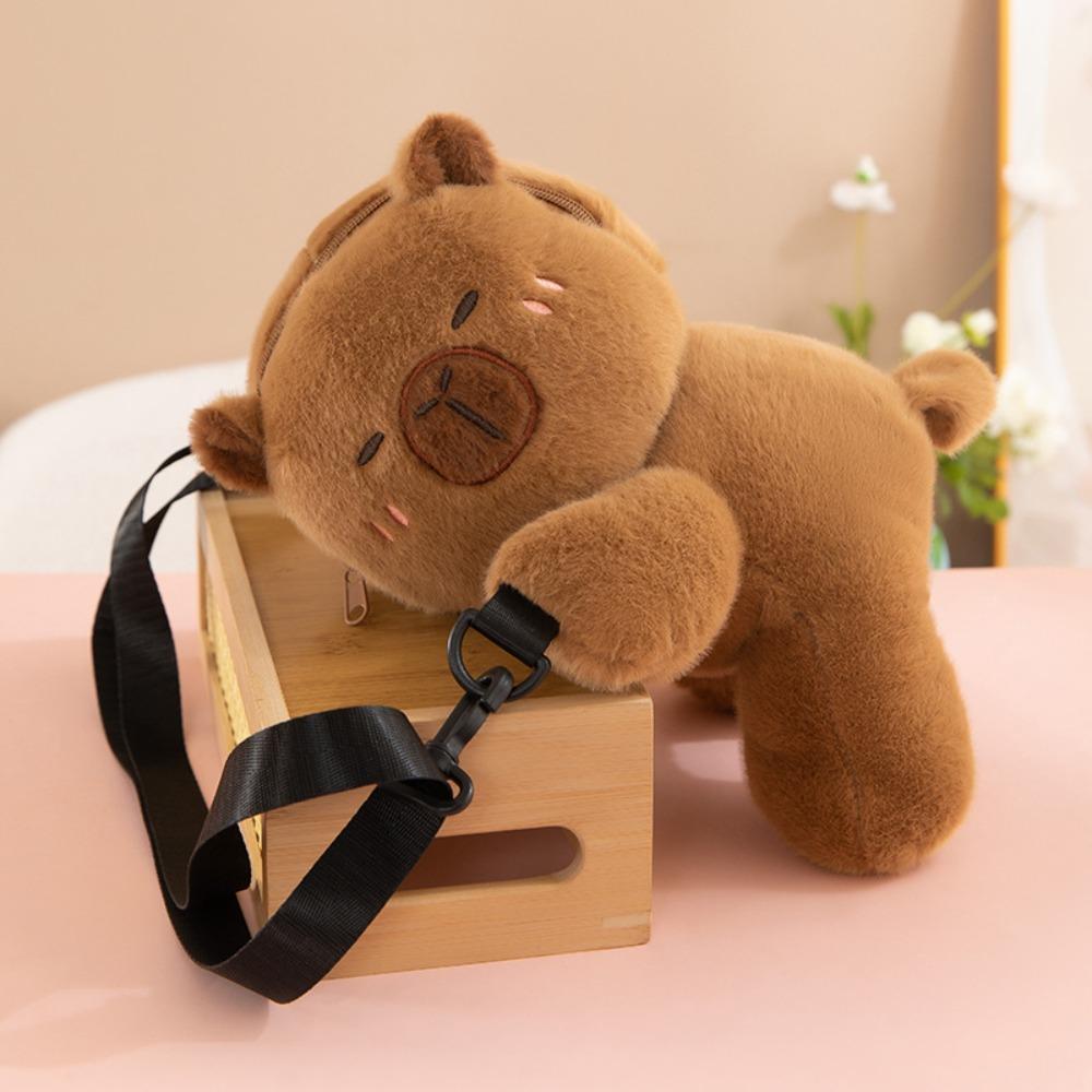 

Plush Toy Capybara Crossbody Bag Cat Animal Shoulder Bag Creative Children Backpack Gift shoulder bag style 2