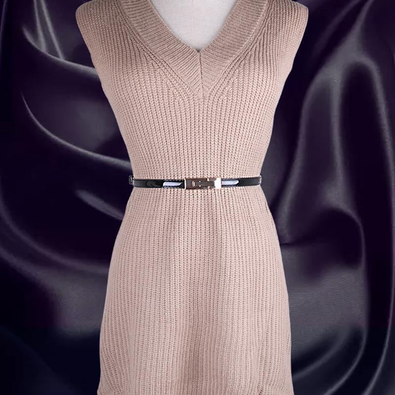 New Women's Trendy Pair-buckle Adjustment Thin Belt, Versatile Dress Decoration Candy Color Belt