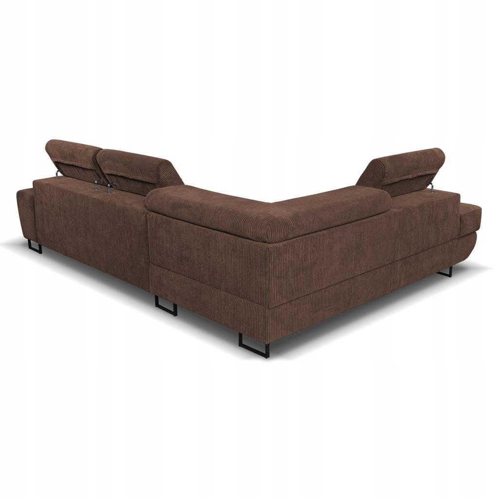 Corner Sofa, Foldable, F, Sleeping, Savio, Left, Family Furniture, Brown, Corduroy