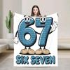 Brainrot Italian Meme Funny Six Seven  Plush Flannel Throw Blanket for Couch Chair Super Warm Bedspread