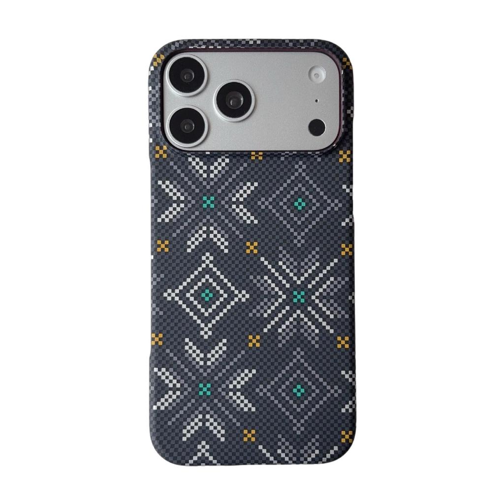 Kevlar Carbon Fiber Texture Magnetic Case for iPhone 17 Pro Max - Water Decal Half-Wrapped Protective Cover