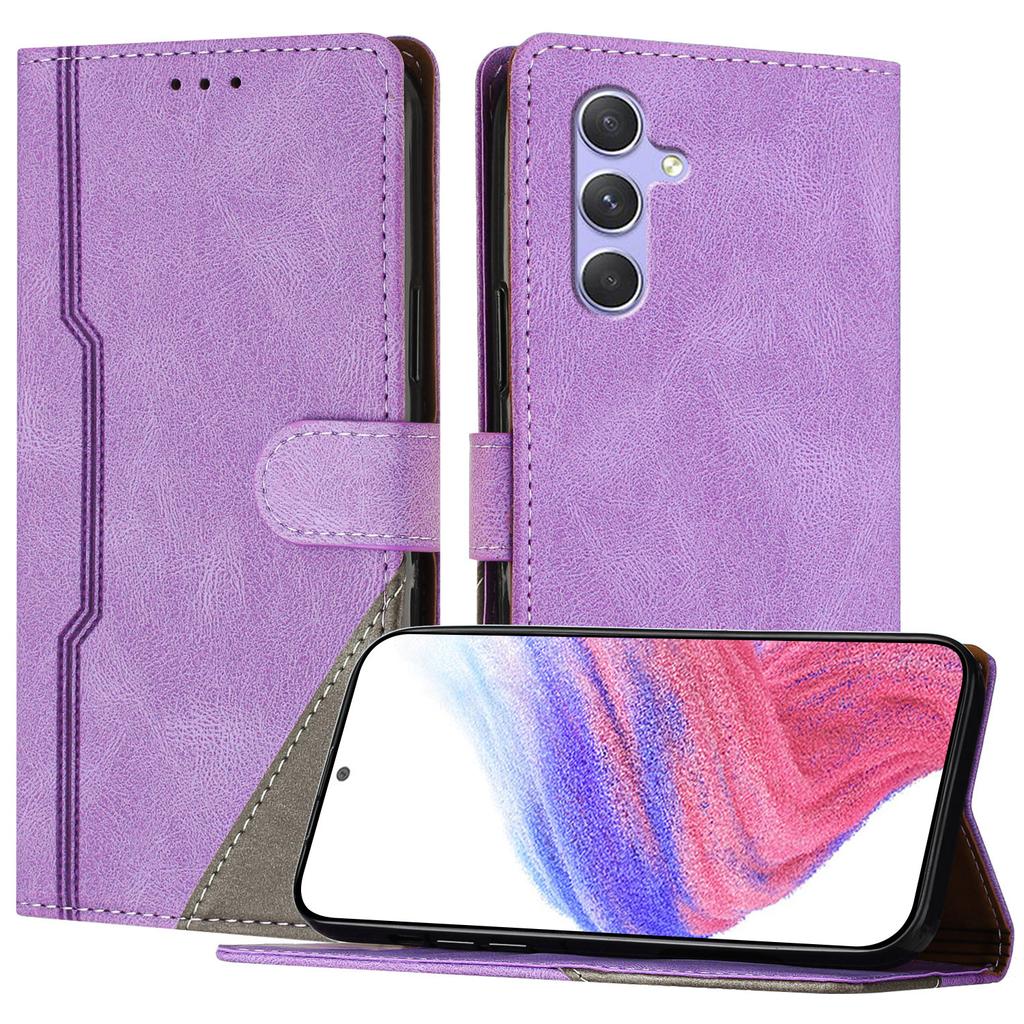 For Samsung Galaxy A54 5G Leather Case Triangle Patchwork Wallet Stand Shockproof Phone Cover