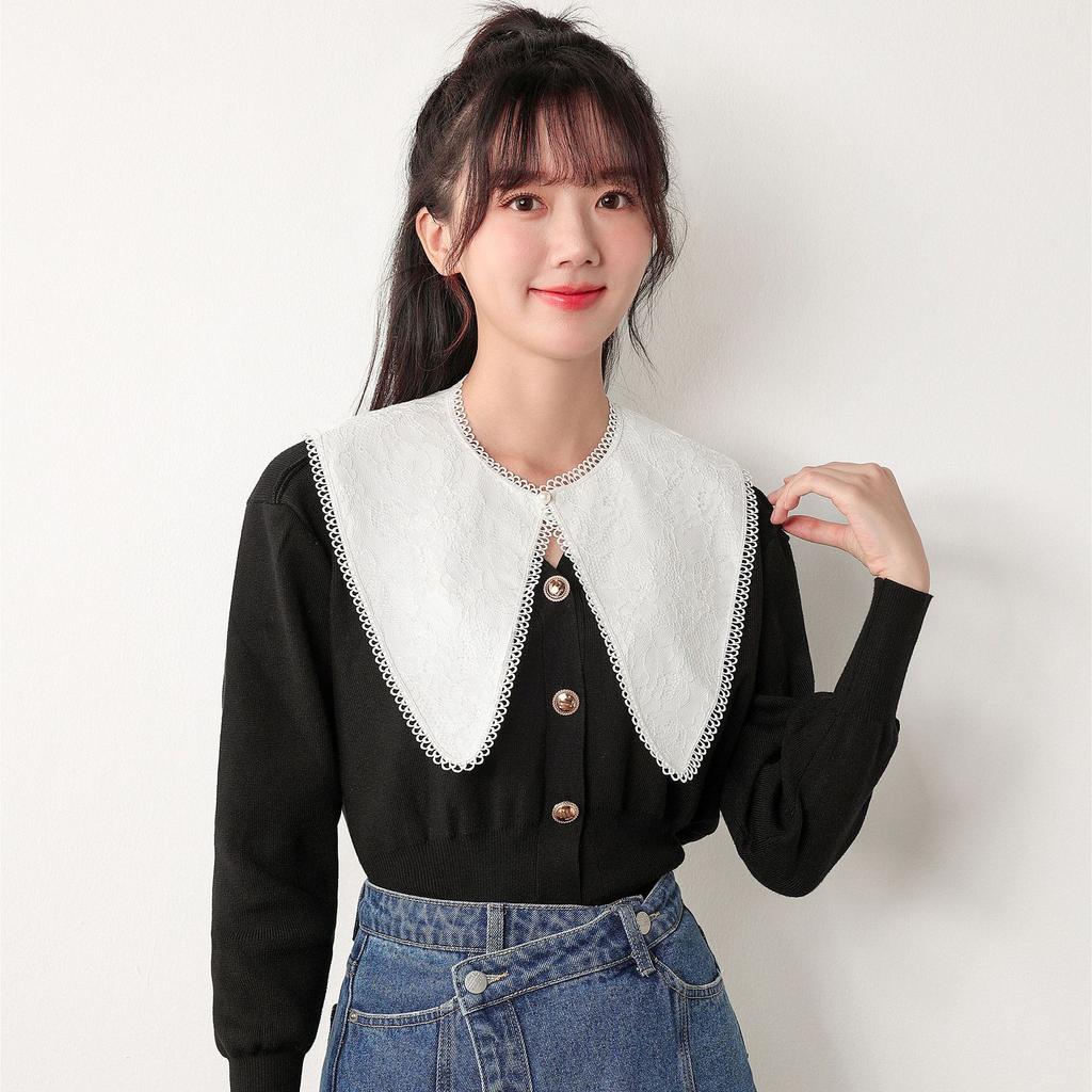 Falsche Kragen Schals für Damen Frühling Herbst Abnehmbares Hemd Abnehmbare Kragen Mädchen Spitze Schulterwickel Schal Falscher Kragen