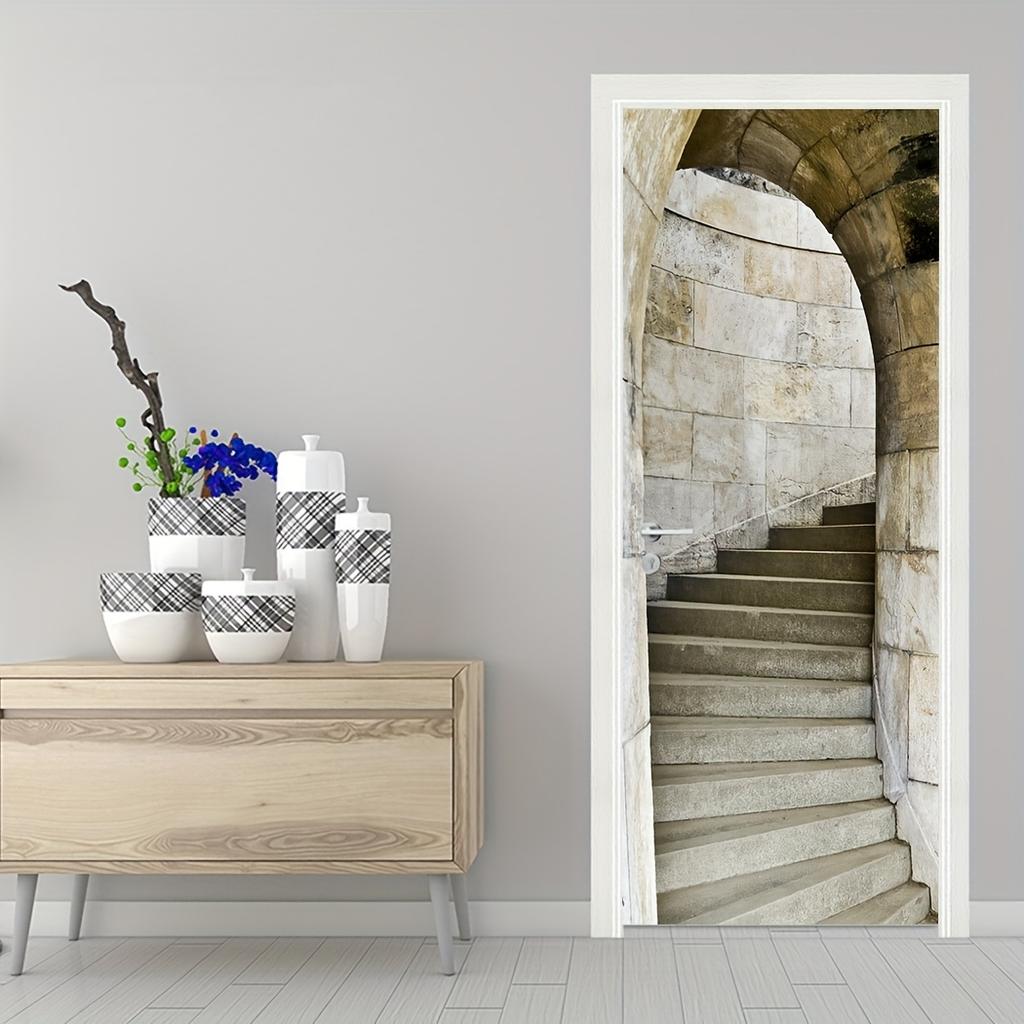 3D abnehmbare Simulation Treppe Stein Höhle Tür Aufkleber Landschaft große Haustür dekorative Aufkleber, Schlafzimmer Wohnzimmer