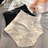 Ladies Spring and Summer New Sexy Lace Pure Color Abdominal Warm Antibacterial Cotton Crotch High Waist Triangle Briefs