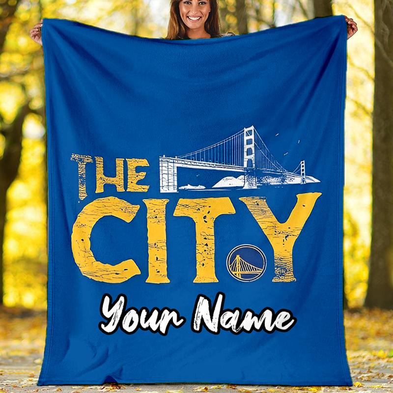 Custom Name Warriors Theme Printed Blanket - Perfect for Couch, Bed, Travel & Outdoor Use | Machine Washable, Cozy & Durable.