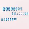 Blue & White Porcelain Press-On Nails - Chinese Style with Butterfly Design, Includes 24 Stickers