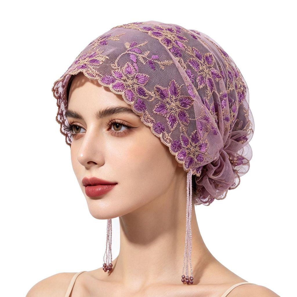 Embroidered Flower Sun Hat With Tassels For Summer Travel And Casual Wear