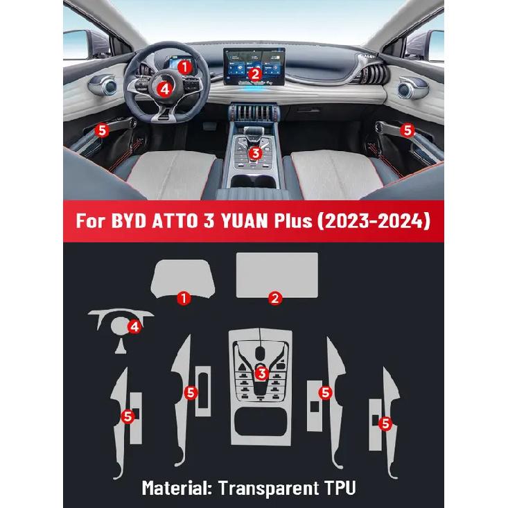 Anti-scratch Car Interior Center Console Media Dashboard Navigation TPU Protector Film For BYD ATTO 3 YUAN PULS  2024 2025