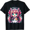 T-shirt Kawaii Ragazza Anime Gatto Gatti