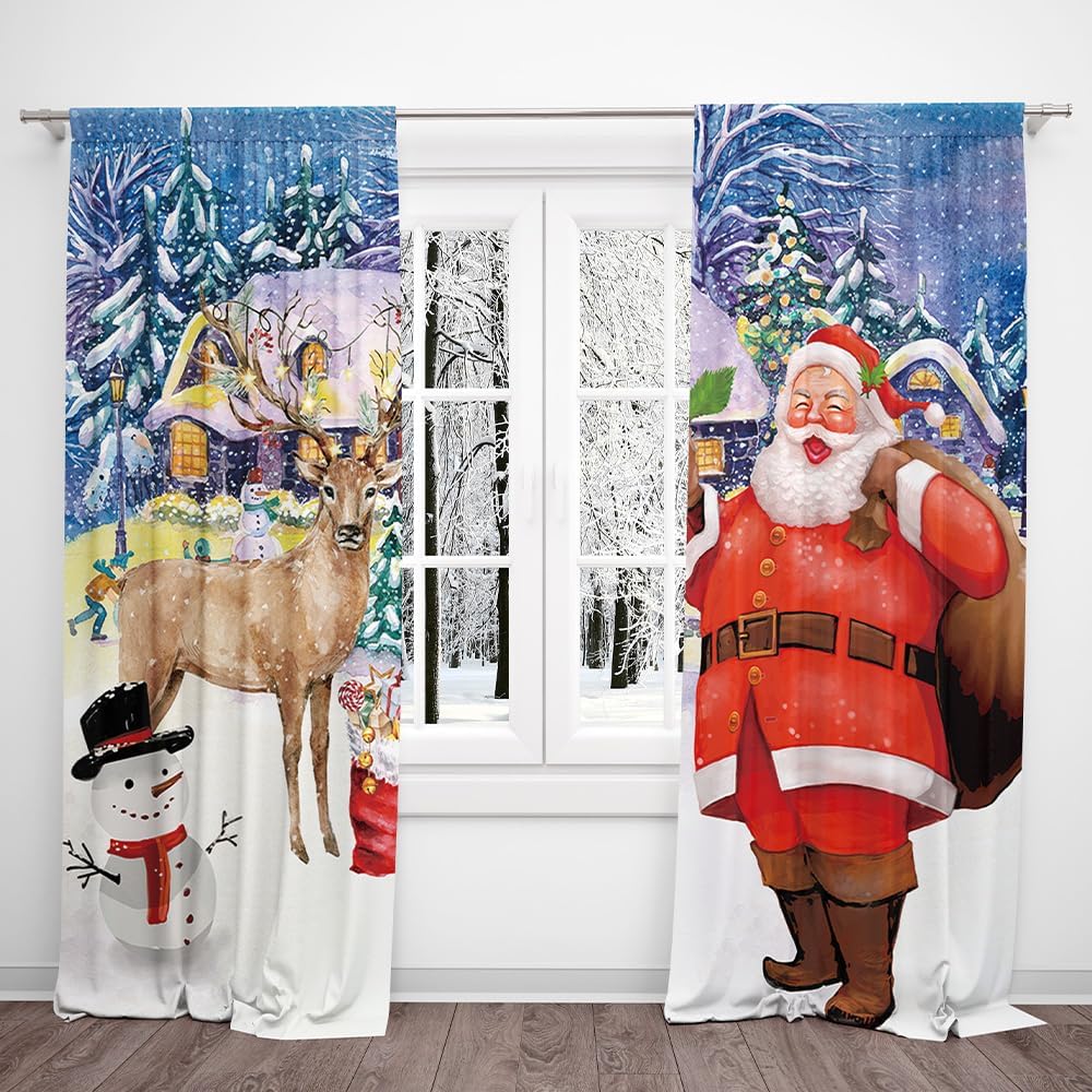 Christmas Snowflake Window Curtains Xmas Ornaments Coniferous Pine Tree Tinsel Theme Bedroom Living Room Decorative Curtain Polyester Perfect For Area