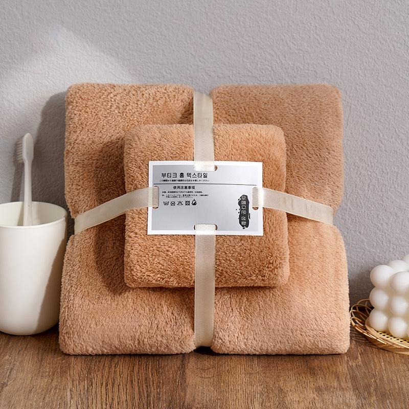 2-teiliges Korallenfleece-Handtuch Badetuch-Set Weizenmuster Superweich Saugfähig Badelaken Spa-Gesichtstuch Mehrere Musteroptionen