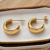 European C-Shaped Semi-Circular Earrings, 18K Gold-Plated Stainless Steel, Personalized Design for Women