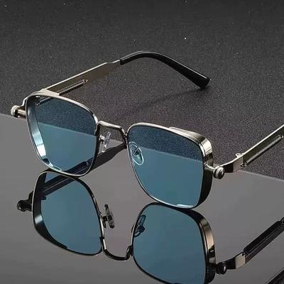 Punk Zonnebril Heren Rijbril Retro Veerpoot Rijden Buitensporten Metaal Rechthoekig Decoratieve Bril Dames UV400