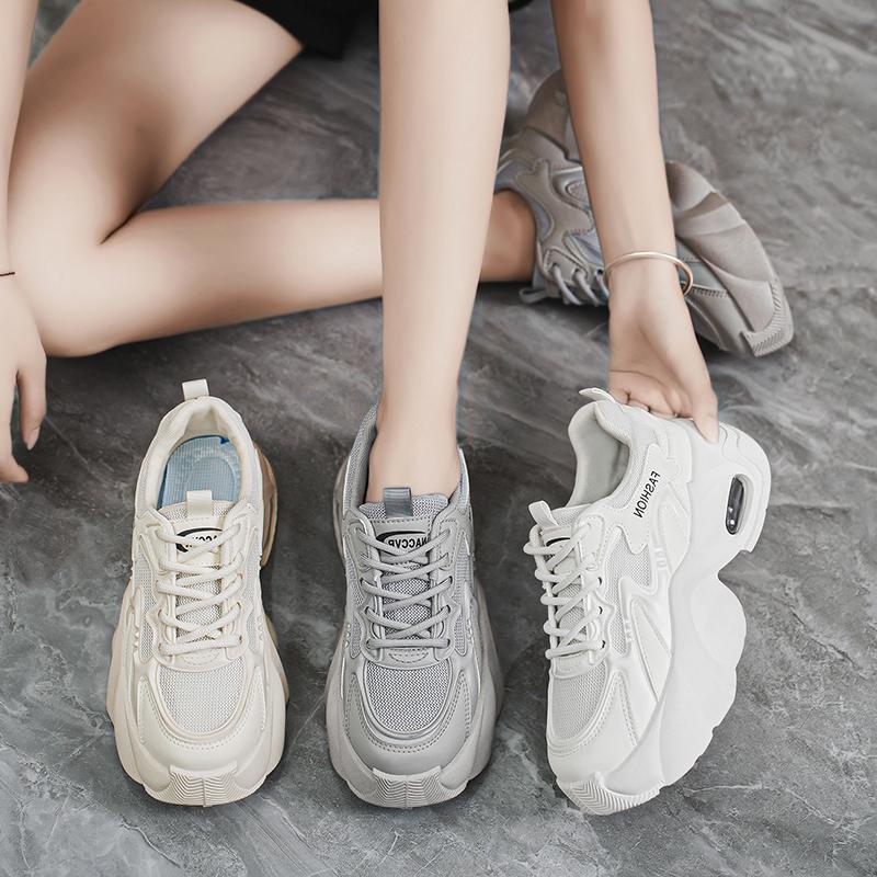 Damen Freizeitschuhe Mode Atmungsaktive Walking Mesh Flache Schuhe Sneaker Damen Gym Vulkanisierte Schuhe Weiß Damen Schuhwerk