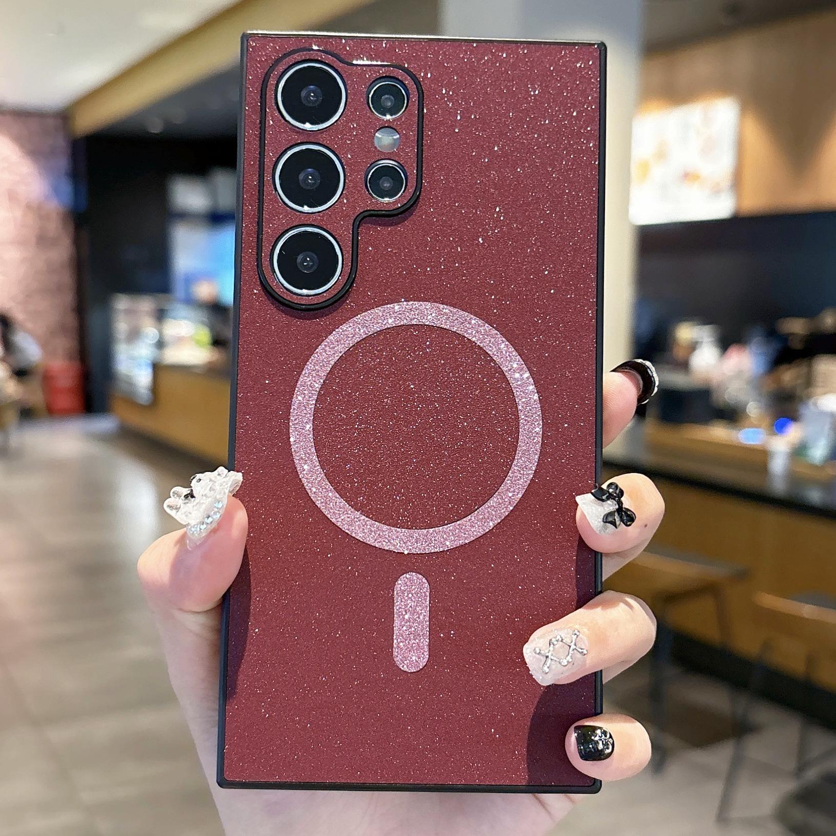 

Подходит для Samsung S24ultra Чехол для мобильного телефона с магнитной присоской с флэш-дрелью Galaxy S22 Простой S23ultra Полный пакет Защита от падений Samsung S24ULTRA