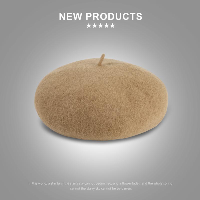 Wool Beret Women'S Autumn And Winter Warm British Retro Bud Japanese Versatile Painter Hat Literary Solid Color High Quality