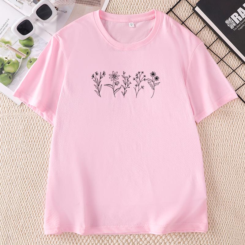 Wildflower T Shirt Floral Flower TShirt Nature Lover Short Sleeve Tees Wildflower Tshirt Casaul Round Neck Printed Clothing