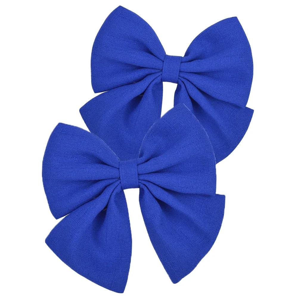 2 Pcs/lot Cute Solid Cotton Hair Bows With Clip For Girls Hair Clips Handmade Hairpins Barrettes Headwear Kids Hair Accessories