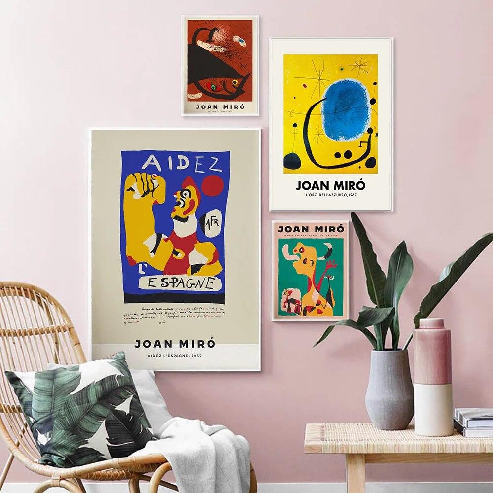 Joan Miro Vintage Abstract Expoziție Artă de Perete Pictură pe Pânză Postere și Printuri Nordice Imagini de Perete pentru Living Decor Acasă Fără Ramă