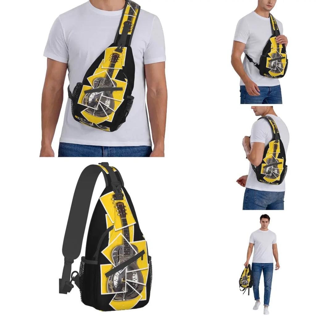 Creative Music Guitar Small Sling Bag for Men Women Outdoor Sports Chest Crossbody Backpack