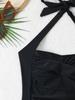 Charming Solid Color Halter Pleated Backless Tummy Control Bikini Swimsuit For Beach