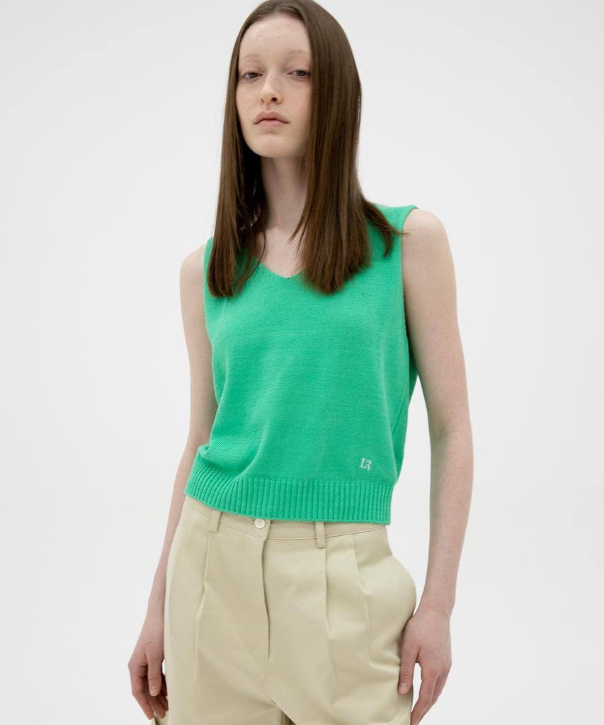 Leuba V-Neck Cotton Knit Vest - Emerald Green