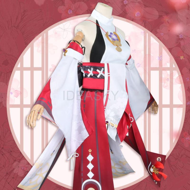 Guuji Yae Yae Miko Cosplay Ears for Man Vision Ear Tail Wig Shoes Accessories Maid Costume Long Dress